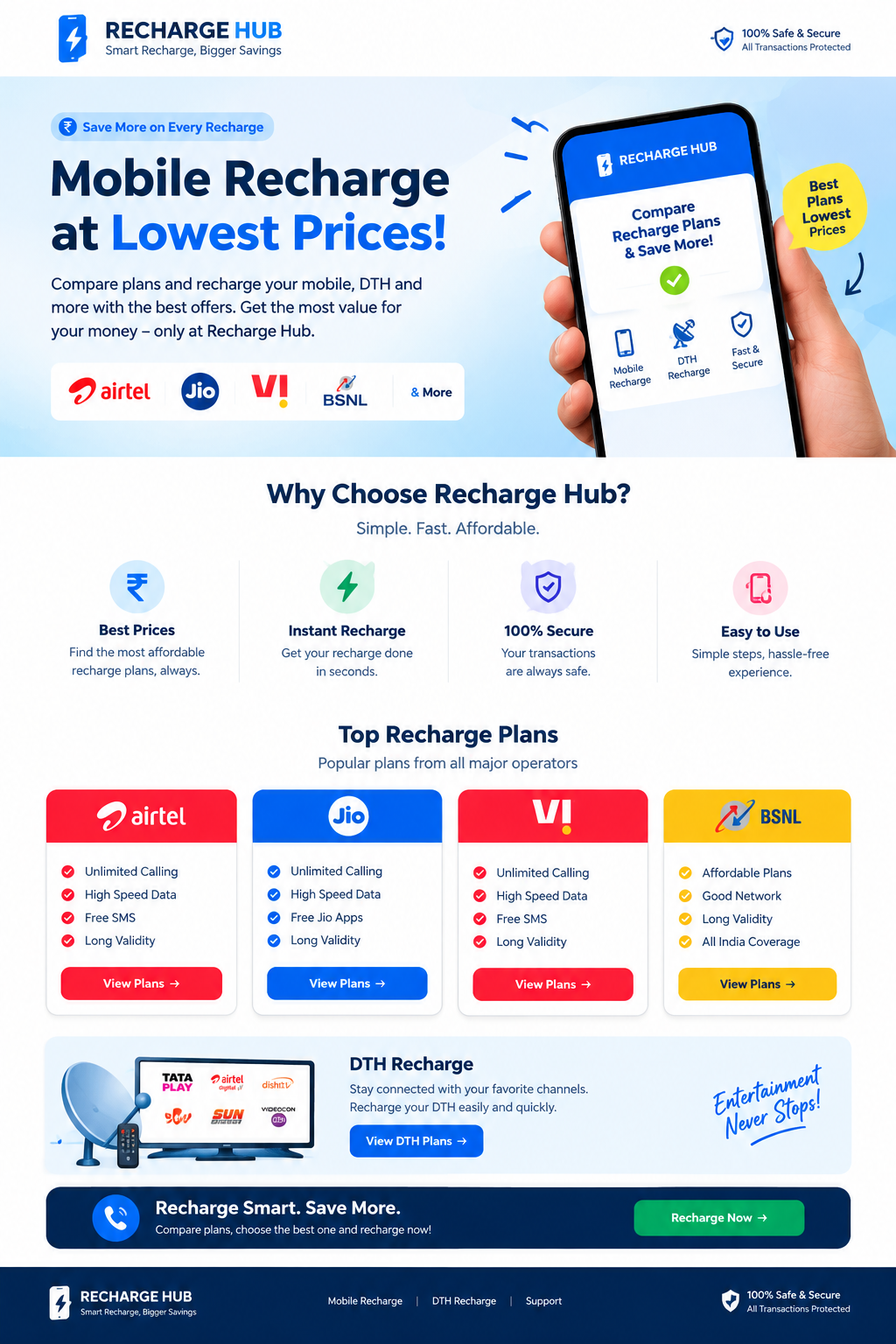 Recharge Hub mobile recharge comparison
